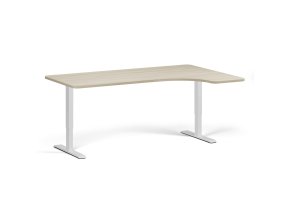 Výškově nastavitelný stůl, 180x120 cm, 2 motory, L/P, bílá podnož, dub přírodní