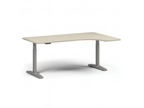Výškově nastavitelný stůl, elektrický, 675-1325 mm, levý/pravý, deska 1800x1200 mm, šedá podnož, bříza