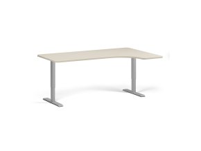 Výškově nastavitelný stůl, 180x120 cm, 2 motory, L/P, šedá podnož, bříza