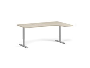 Výškově nastavitelný stůl, 180x120 cm, 2 motory, L/P, šedá podnož, dub přírodní