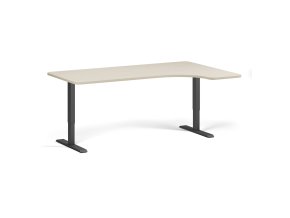 Výškově nastavitelný stůl, 180x120 cm, 2 motory, L/P, černá podnož, bříza