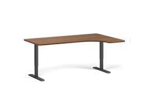 Výškově nastavitelný stůl, 180x120 cm, 2 motory, L/P, černá podnož, ořech