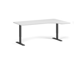 Výškově nastavitelný stůl, 180x120 cm, 2 motory, L/P, černá podnož, bílá