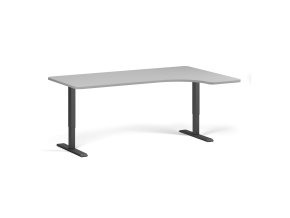 Výškově nastavitelný stůl, 180x120 cm, 2 motory, L/P, černá podnož, šedá