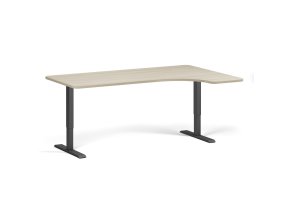 Výškově nastavitelný stůl, 180x120 cm, 2 motory, L/P, černá podnož, dub přírodní