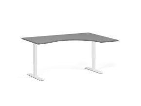 Ergonomický výškově nastavitelný stůl. 160x120 cm, 2 motory, L/P, bílá podnož, grafit