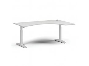 Výškově nastavitelný stůl, elektrický, 675-1325 mm, ergonomický pravý, deska 1800x1200 mm, bílá podnož, bílá