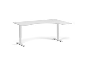Ergonomický výškově nastavitelný stůl. 180x120 cm, 2 motory, L/P, bílá podnož, bílá