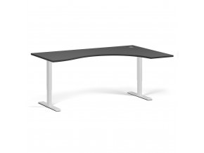 Výškově nastavitelný stůl, elektrický, 675-1325 mm, ergonomický pravý, deska 1800x1200 mm, bílá podnož, grafit