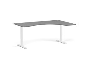 Ergonomický výškově nastavitelný stůl. 180x120 cm, 2 motory, L/P, bílá podnož, grafit