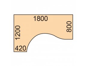 Výškově nastavitelný stůl, elektrický, 675-1325 mm, ergonomický levý, deska 1800x1200 mm, bílá podnož, bříza