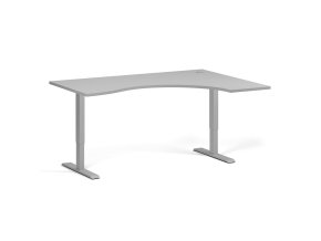 Ergonomický výškově nastavitelný stůl. 160x120 cm, 2 motory, L/P, šedá podnož, šedá