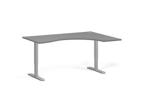 Ergonomický výškově nastavitelný stůl. 160x120 cm, 2 motory, L/P, šedá podnož, grafit