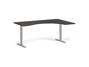 Ergonomický výškově nastavitelný stůl. 180x120 cm, 2 motory, L/P, šedá podnož, wenge