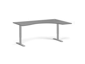 Ergonomický výškově nastavitelný stůl. 180x120 cm, 2 motory, L/P, šedá podnož, grafit