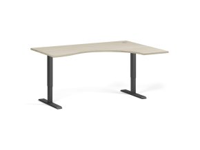 Ergonomický výškově nastavitelný stůl. 160x120 cm, 2 motory, L/P, černá podnož, dub přírodní