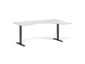 Ergonomický výškově nastavitelný stůl. 180x120 cm, 2 motory, L/P, černá podnož, bílá
