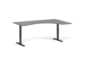 Ergonomický výškově nastavitelný stůl. 180x120 cm, 2 motory, L/P, černá podnož, grafit