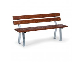 Venkovní lavička WOODY s opěradlem, zinkovaná, 1500 mm, mahagon tmavý