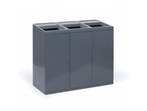 Odpadkový koš na tříděný odpad, 3x108 l, šedý