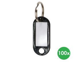 Klíčové závěsy, 100 ks, černé