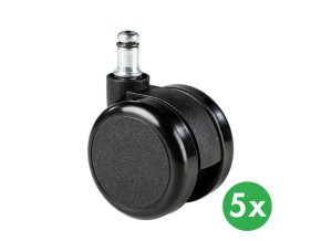 Kolečka pro kancelářské židle, 60 mm, pro měkké podlahy, sada 5 ks