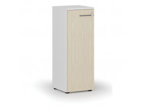 Nízká kancelářská skříň s dveřmi PRIMO WHITE, 1087 x 400 x 420 mm, bílá/bříza