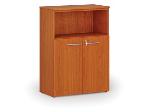 Kombinovaná kancelářská skříň PRIMO WOOD, 800 x 420 x 1087 mm, třešeň