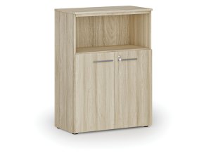 Kombinovaná kancelářská skříň PRIMO WOOD, 800 x 420 x 1087 mm, dub přírodní