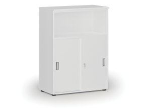 kombinovana kancelarska skrin se zasuvnymi dvermi primo white 800 x 420 x 1087 mm bila 74694