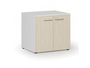 Kancelářská skříň s dveřmi PRIMO WHITE, 735 x 800 x 640 mm, bílá/bříza