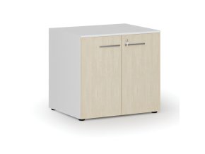 Kancelářská skříň s dveřmi PRIMO WHITE, 800 x 640 x 735 mm, bílá/bříza