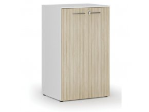Kancelářská skříň s dveřmi PRIMO WHITE, 3 police, 1335 x 800 x 640 mm, bílá/dub přírodní