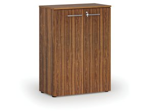 Kancelářská skříň s dveřmi PRIMO WOOD, 800 x 420 x 1087 mm, ořech