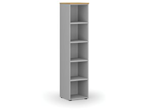 Kancelářský regál PRIMO GRAY, 400 x 420 x 1781 mm, šedá/buk