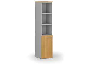 Kombinovaná kancelářská skříň PRIMO GRAY, dveře na 2 patra, 400 x 420 x 1781 mm, šedá/buk