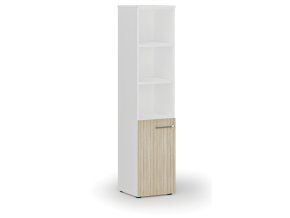 Kombinovaná kancelářská skříň PRIMO WHITE, dveře na 2 patra, 400 x 420 x 1781 mm, bílá/dub přírodní