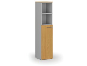 Kombinovaná kancelářská skříň PRIMO GRAY, dveře na 3 patra, 400 x 420 x 1781 mm, šedá/buk