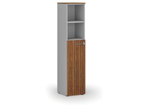 Kombinovaná kancelářská skříň PRIMO GRAY, dveře na 3 patra, 400 x 420 x 1781 mm, šedá/ořech