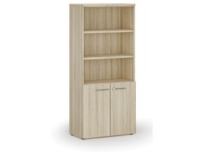 Kombinovaná kancelářská skříň PRIMO WOOD, dveře na 2 patra, 800 x 420 x 1781 mm, dub přírodní