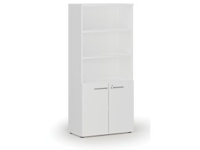 Kombinovaná kancelářská skříň PRIMO WHITE, dveře na 2 patra, 800 x 420 x 1781 mm, bílá