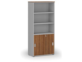 kombinovana kancelarska skrin primo gray zasouvaci dvere na 2 patra 800 x 420 x 1781 mm seda orech 71585