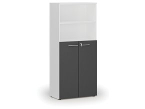kombinovana kancelarska skrin primo white dvere na 3 patra 800 x 420 x 1781 mm bila grafit 71710
