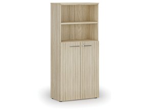 Kombinovaná kancelářská skříň PRIMO WOOD, dveře na 3 patra, 800 x 420 x 1781 mm, dub přírodní