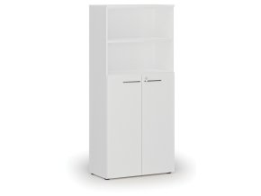 Kombinovaná kancelářská skříň PRIMO WHITE, dveře na 3 patra, 800 x 420 x 1781 mm, bílá