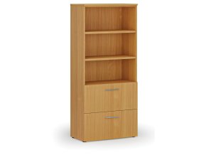 Skříň se zásuvkami pro závěsné složky PRIMO WOOD, 800 x 420 x 1781 mm, buk