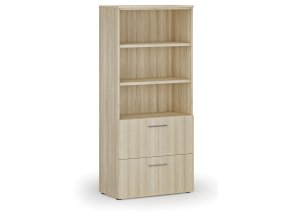Skříň se zásuvkami pro závěsné složky PRIMO WOOD, 800 x 420 x 1781 mm, dub přírodní