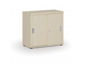 Kancelářská skříň se zasouvacími dveřmi PRIMO WOOD, 740 x 800 x 420 mm, bříza