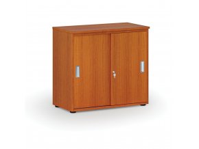 Kancelářská skříň se zasouvacími dveřmi PRIMO WOOD, 740 x 800 x 420 mm, třešeň