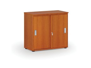 Kancelářská skříň se zasouvacími dveřmi PRIMO WOOD, 800 x 420 x 740 mm, třešeň